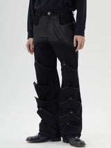 Unisex Deconstructed Black Patchwork Straight Jeans