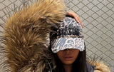 Embroidered Distressed Leopard Print Baseball Cap