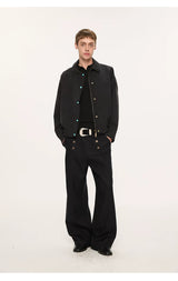 Lyocell Double-breasted Loose Straight Casual Pants