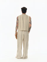 Distressed Vintage Striped Vest Pants Set