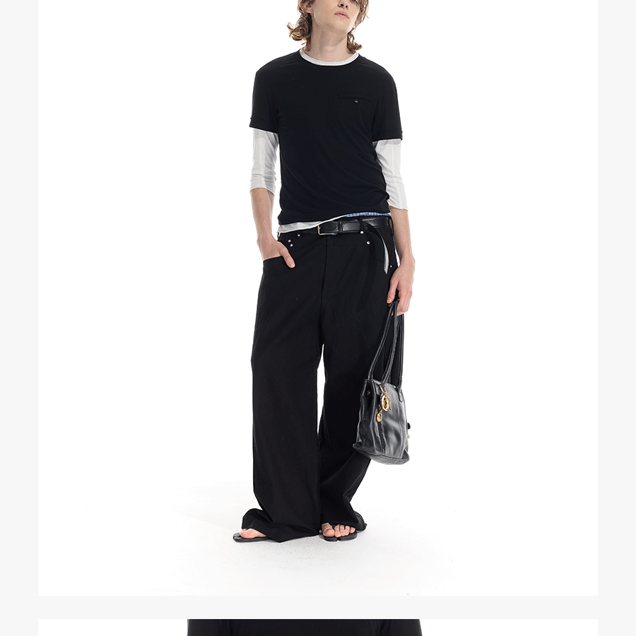 Men's Rivet Washed Distressed Straight Pants