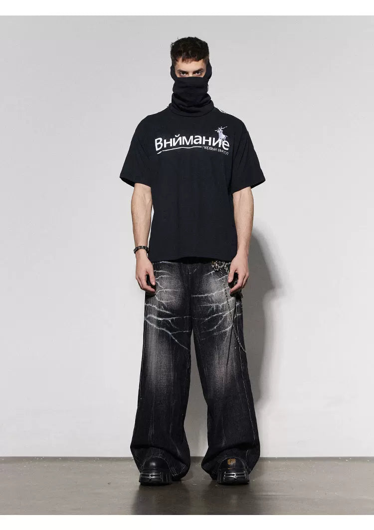 American Vintage Washed Distressed Baggy Jeans