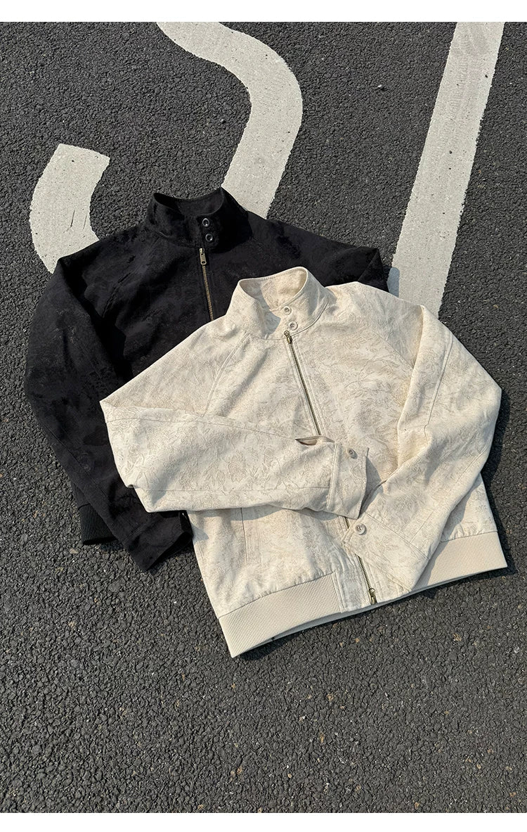 Men's Linen Floral Jacquard Harrington Jacket