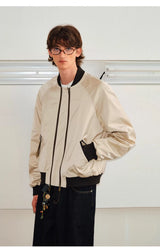 Men's Versatile Dual-Zip Satin-Reflective MA1 Bomber