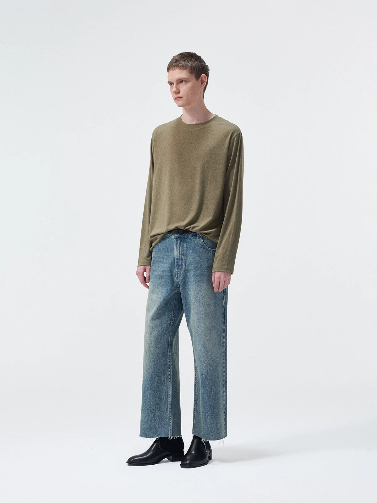 Turkish Washed Frayed Straight Jeans