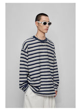 Striped Raw Edge Long Sleeve Tee
