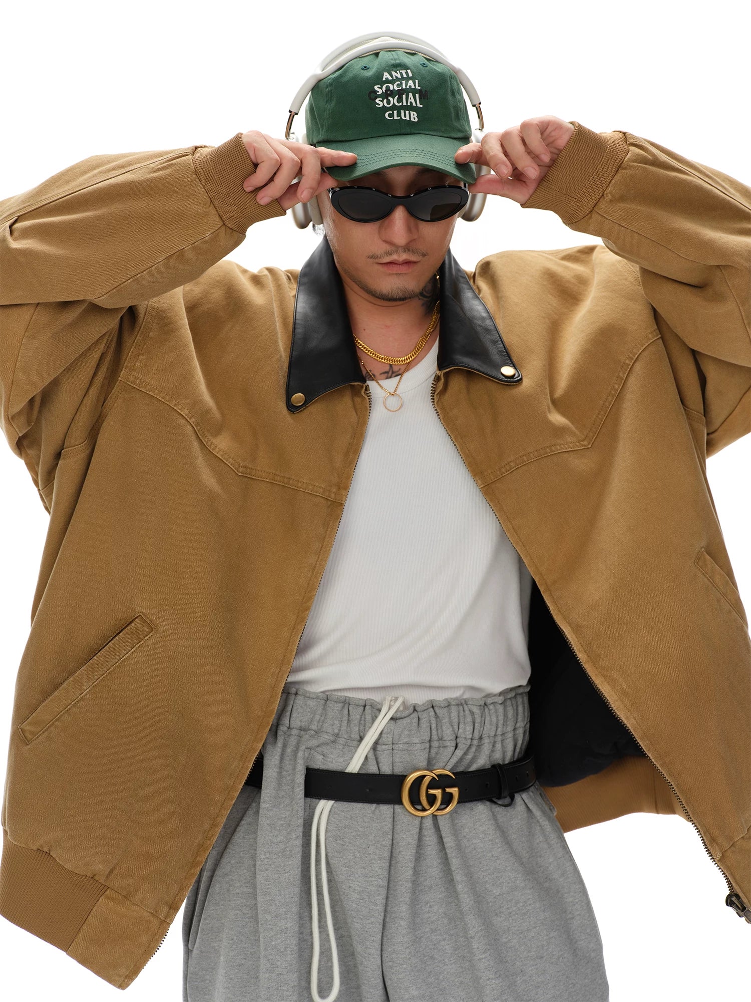 Men's Washed Patchwork Sheepskin Jacket