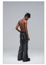 Fringed Ripped Washed Straight Jeans