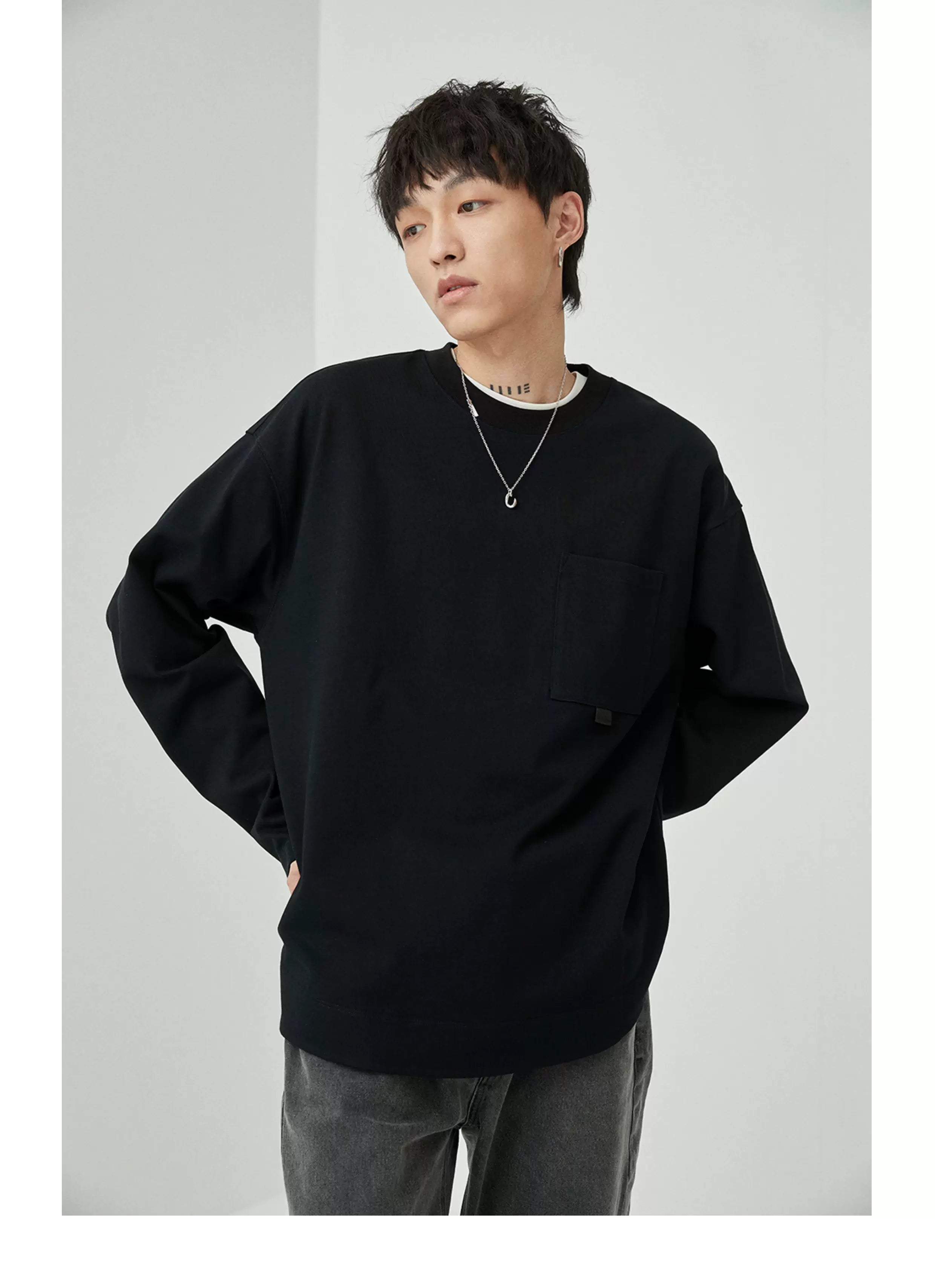 Ribbon Pocket Long Sleeve Tee