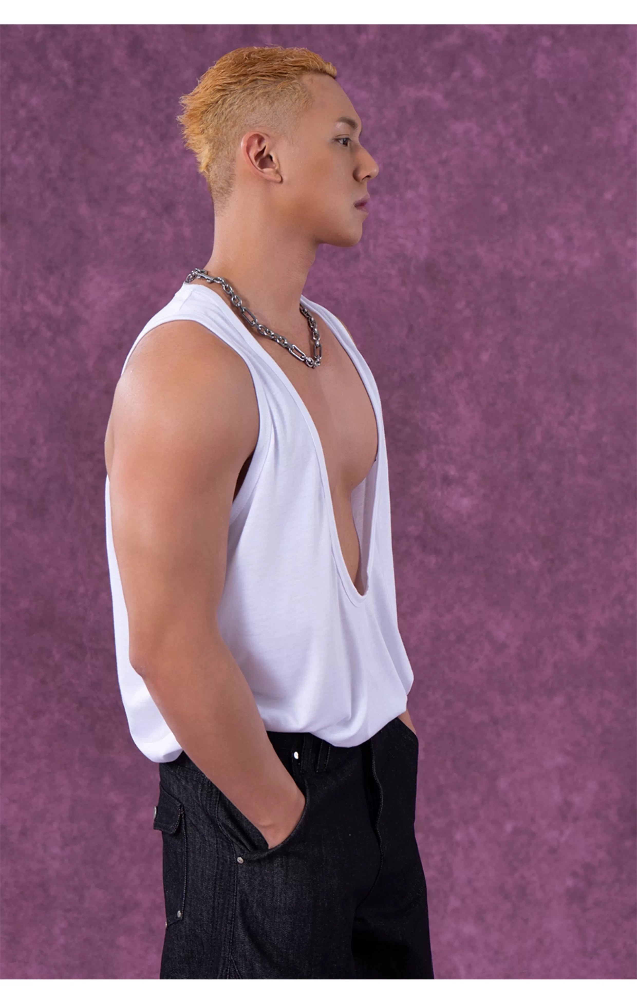 Men's Colorful Deep V Sports Tank