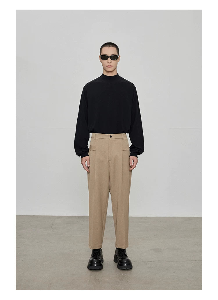 Casual Cropped Elastic Waist Pants