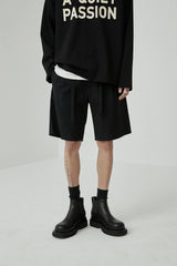 Draped Drawstring Elastic Waist Pleated Shorts
