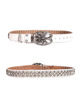 Vintage Punk Carved Rhinestone Leather Belt