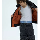 Orange Padded Detachable Fur Bomber Jacket