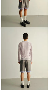 Frayed Slim Cutout Deep V-Neck Cardigan