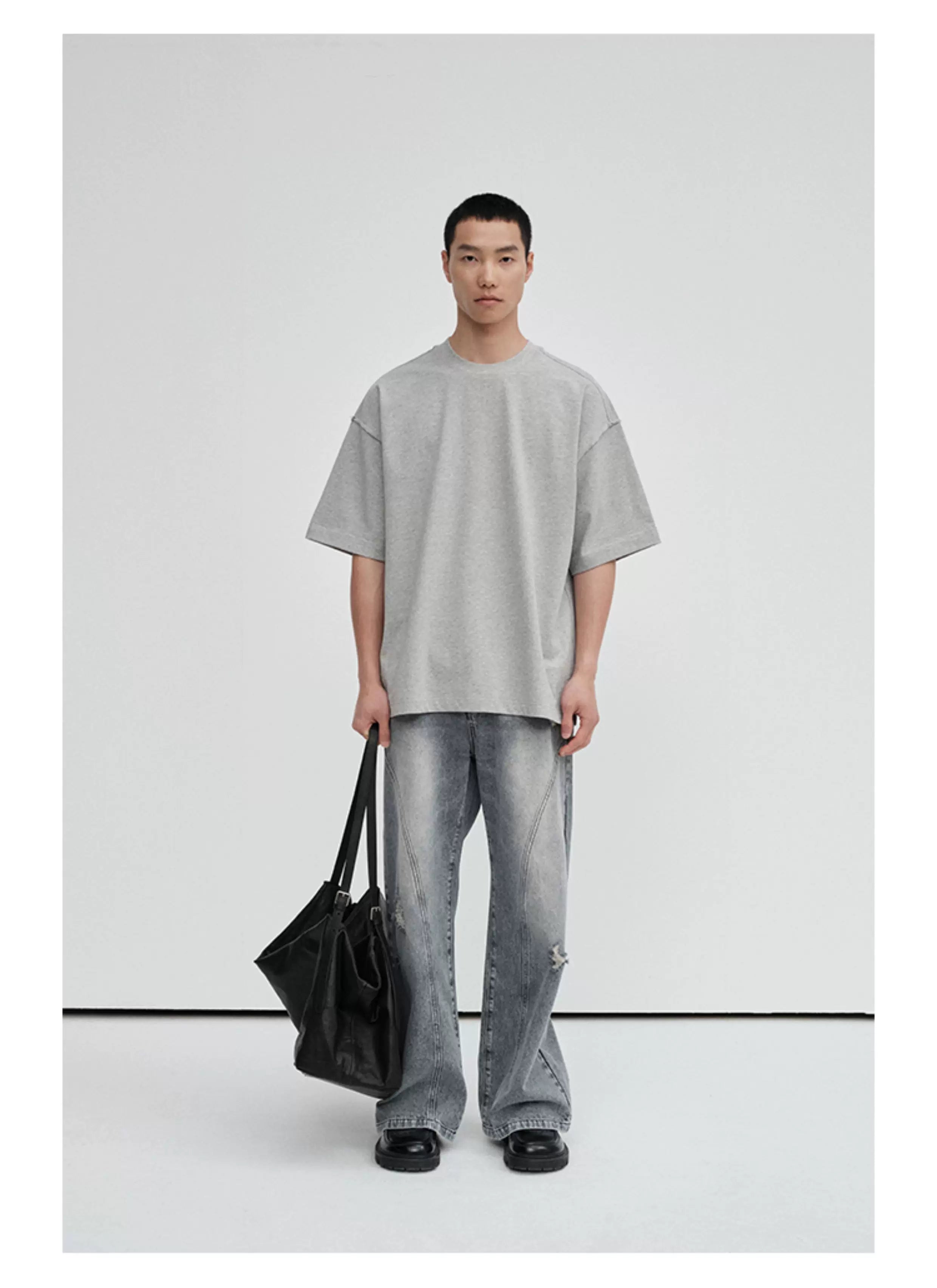 Crew Neck Raw Hem Short-Sleeve Tees