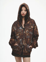 Vintage Rhinestone Leopard Bear Hoodie