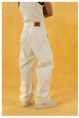 Men's Black Patchwork Wide Curved Jeans