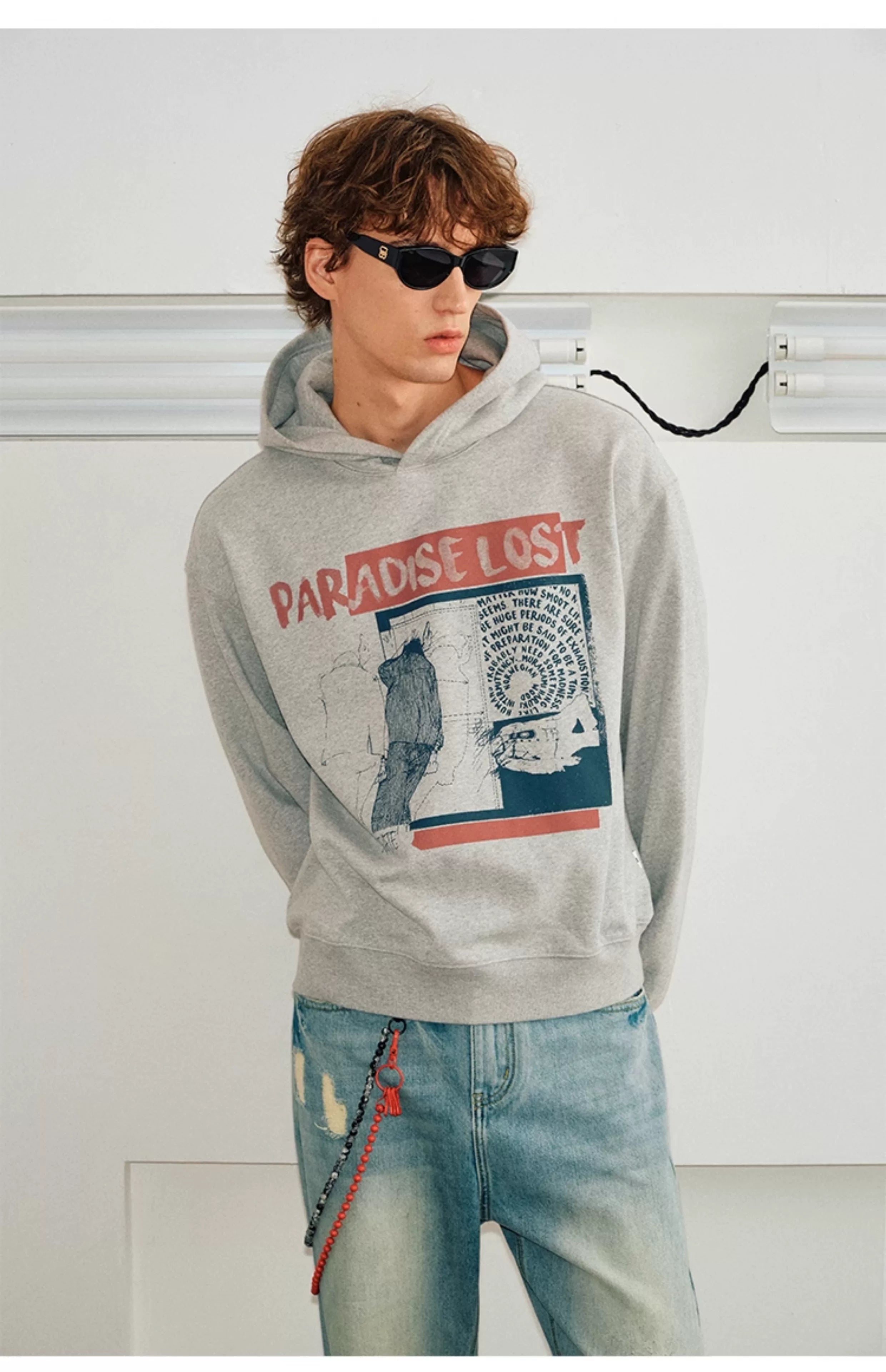 Unisex Boxy Color Block Print Hoodies