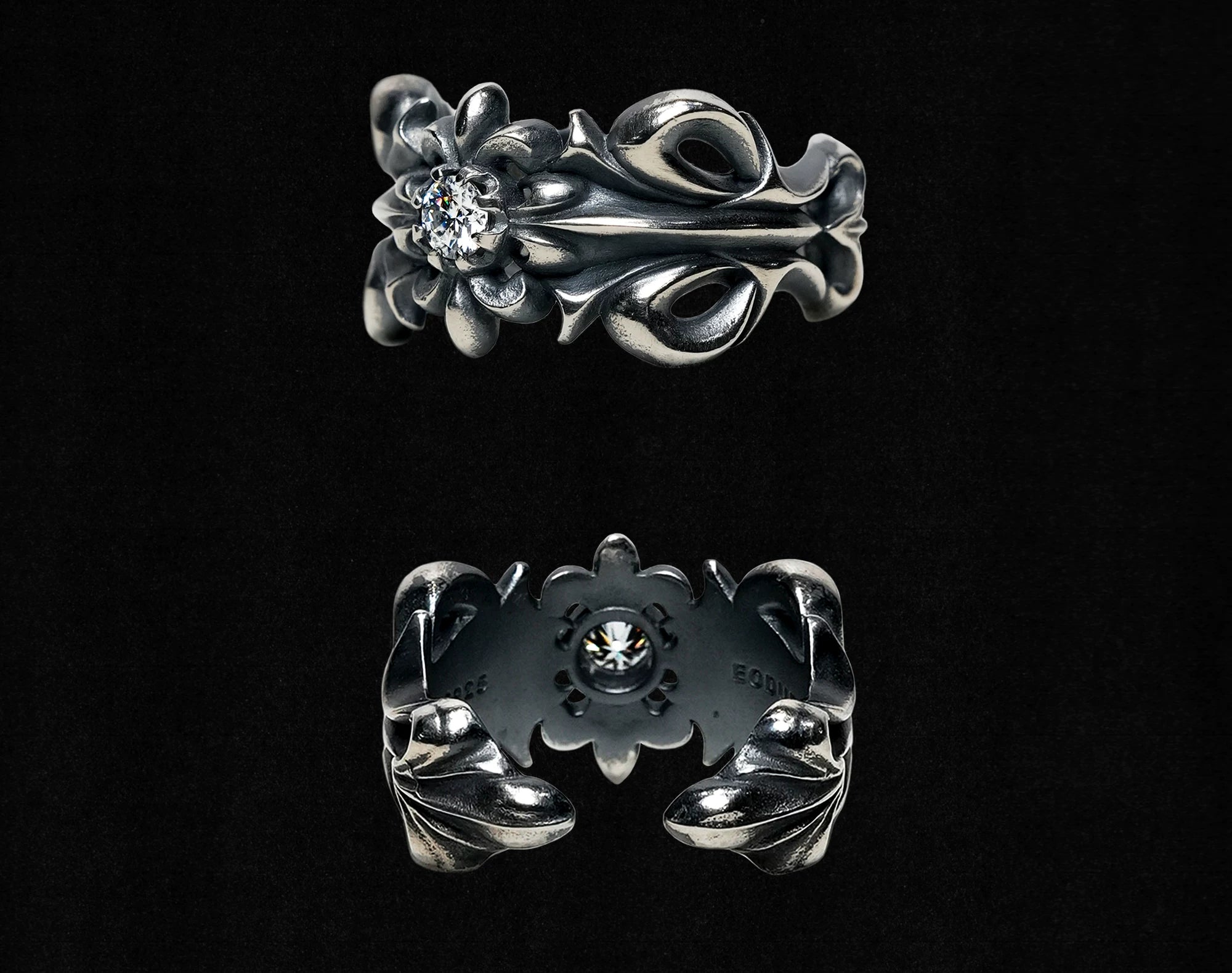 Adjustable Vintage Sterling Silver Moissanite Ring