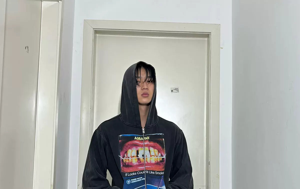 Washed Distressed Slim Fit Cropped Hoodie