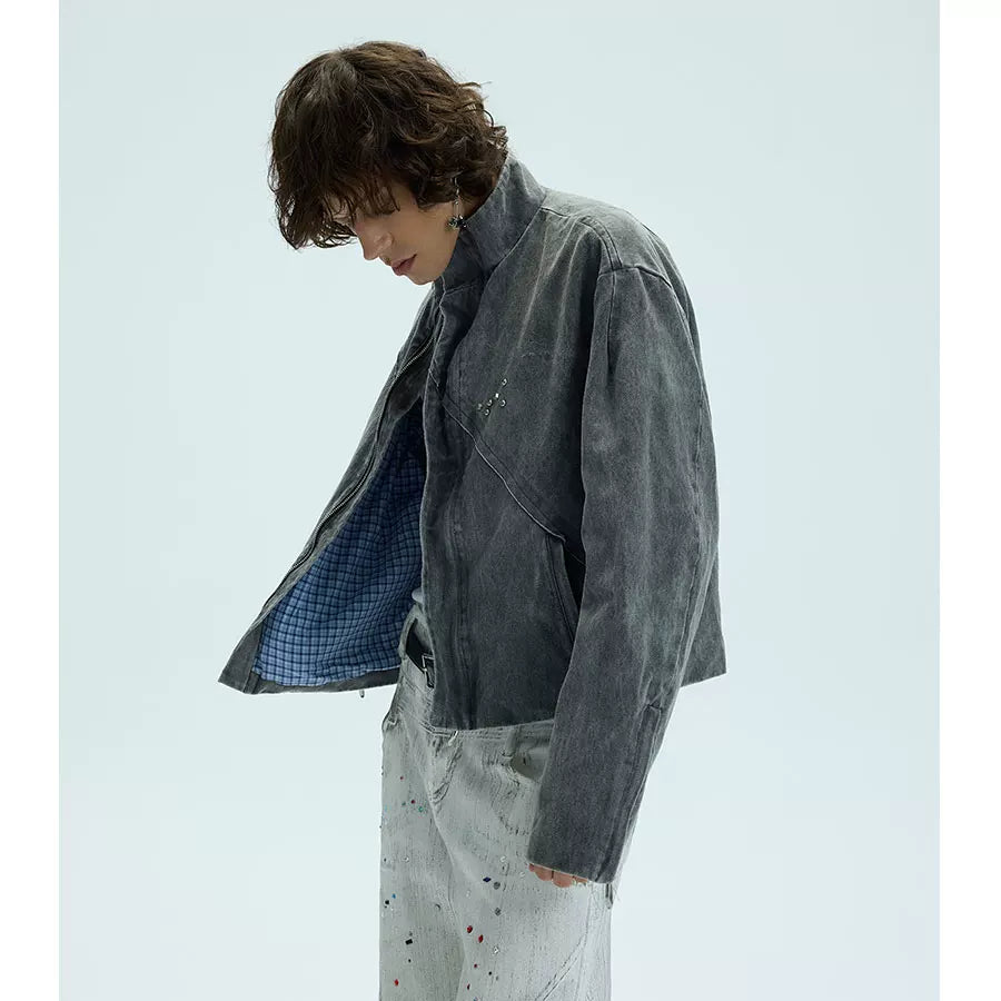 Washed Fleece Plaid Lined Jacket