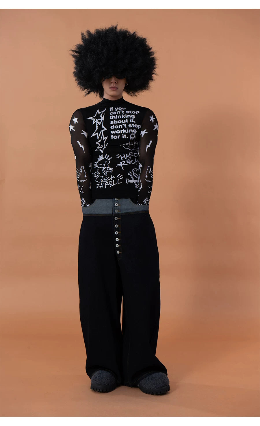 Men's Graffiti Mesh Long Sleeve Tee