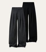 Brushed Velvet Pleated Loose Straight Pants