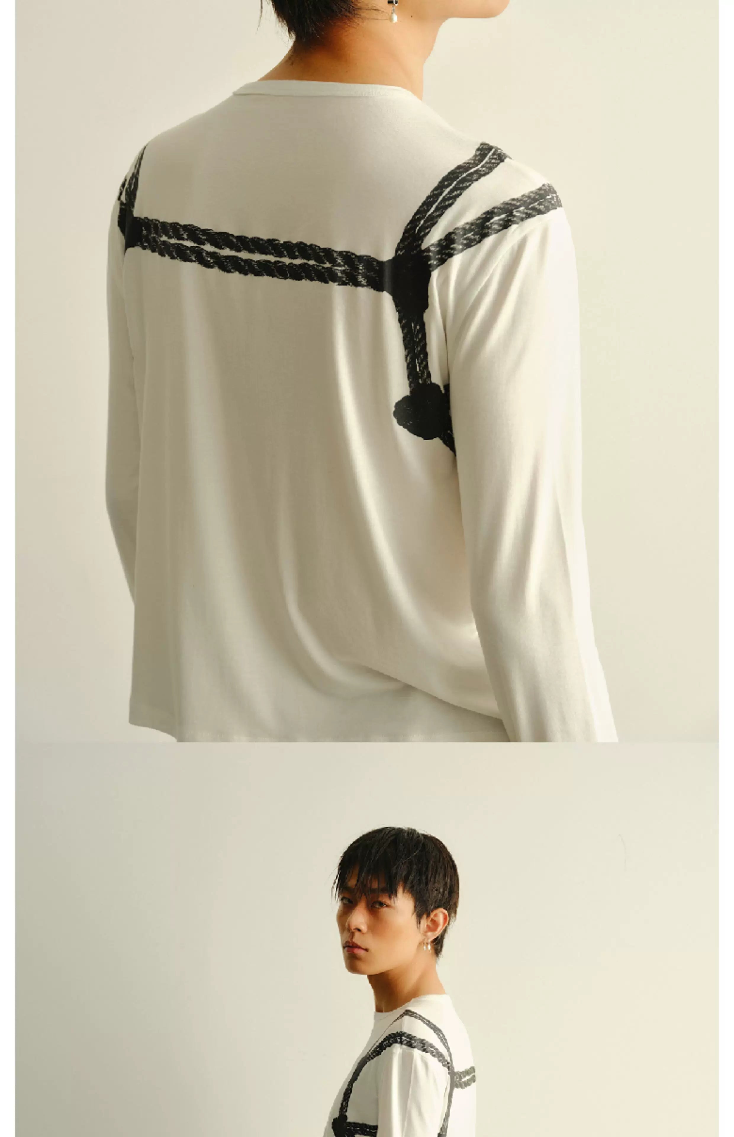 Lightweight Slim Rope Print Lyocell Top