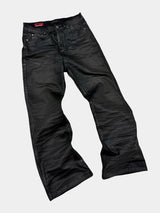 Washed Waxed Snakeskin Flared Jeans