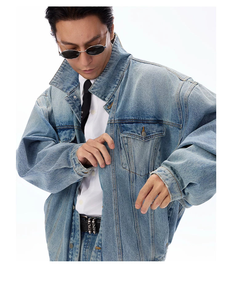 Structured Heavy Wash Denim Jacket
