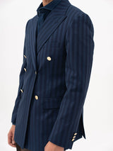 Men's Slim Striped Navy Blazer