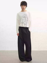 Low Rise Curved Pleated Quilted Pants
