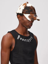 Cow Print Leather Fur Sun Cap