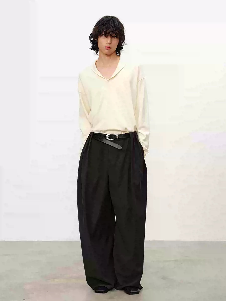 Striped Pleated Wide Leg Pants