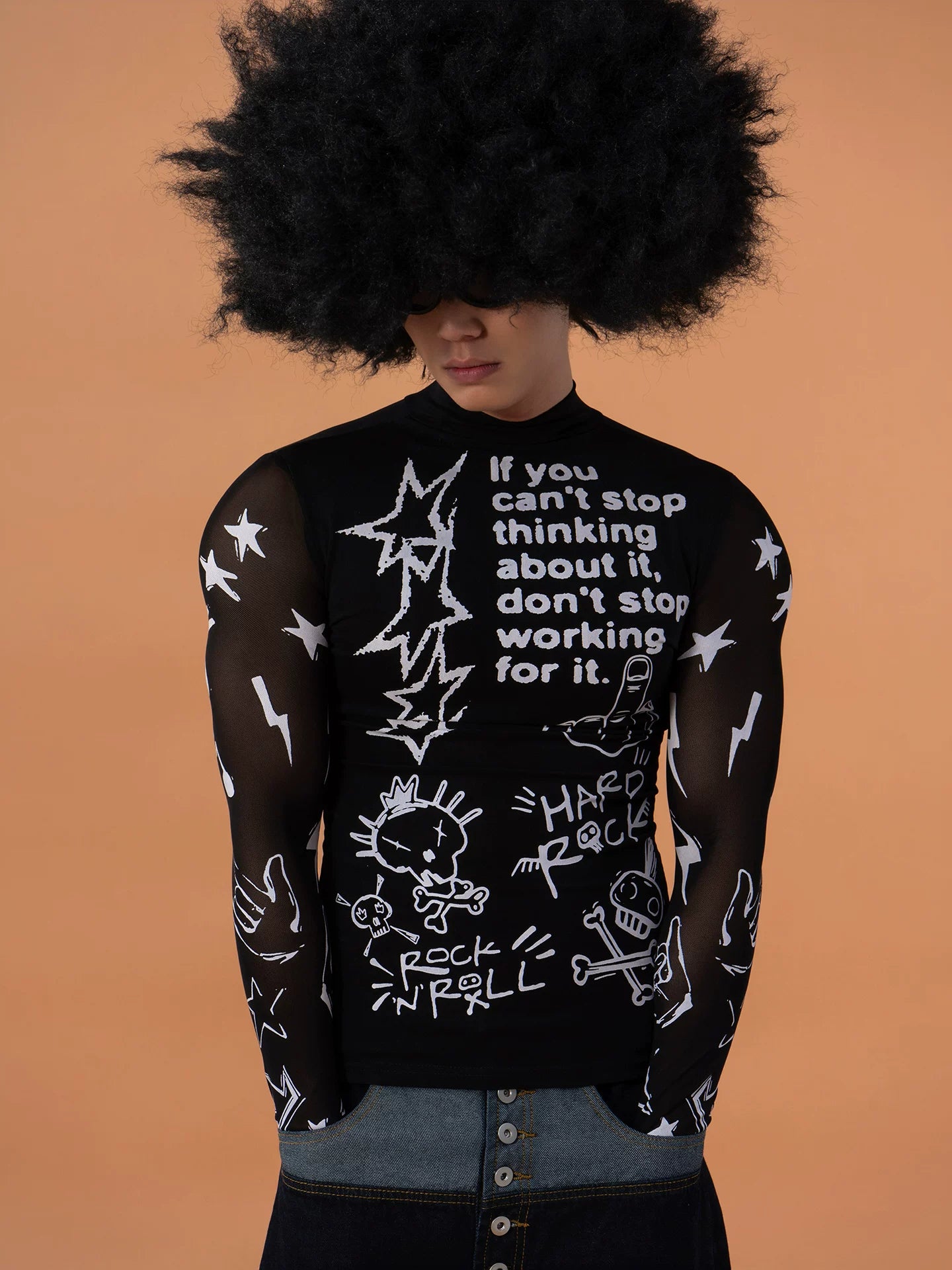 Men's Graffiti Mesh Long Sleeve Tee