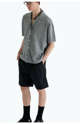 Collared Linen Blend Knit Cardigan
