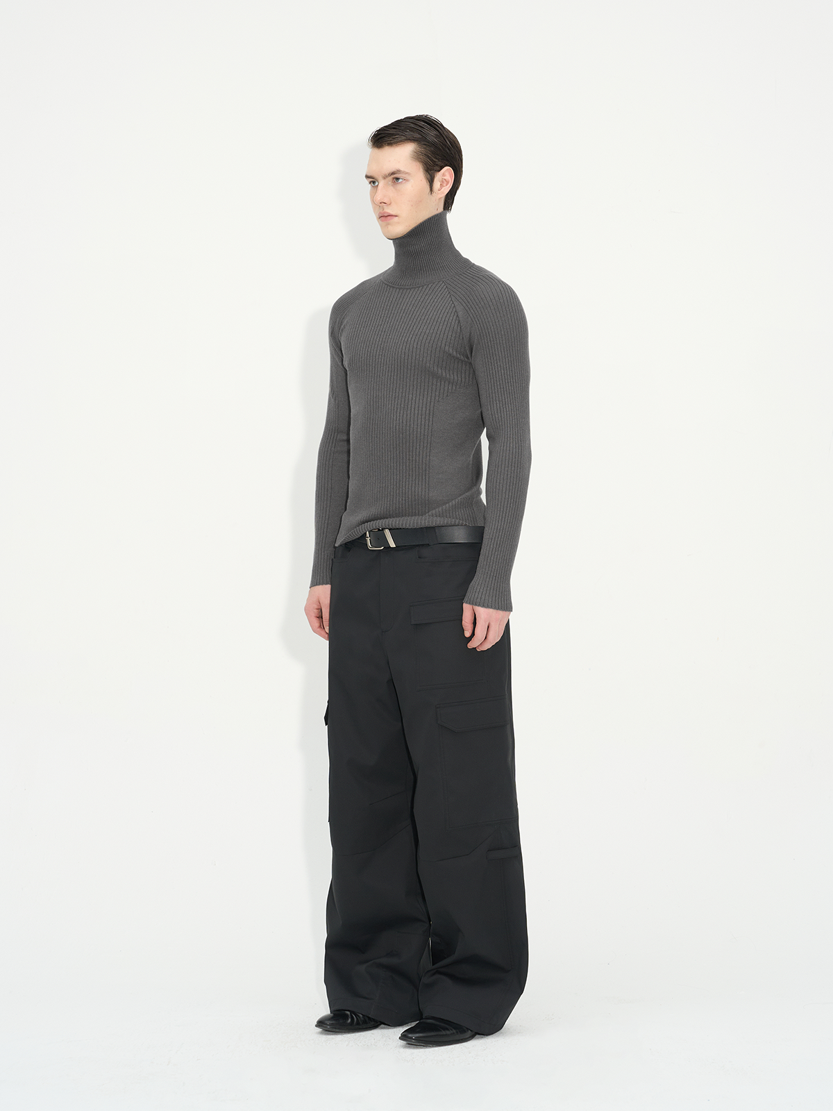 Slim Fit Ribbed Knit Long Sleeve Tops