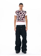 Men's Pink Leopard Print Fuzzy Vest