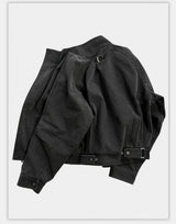 Loose Stand Collar Washed Canvas Coat