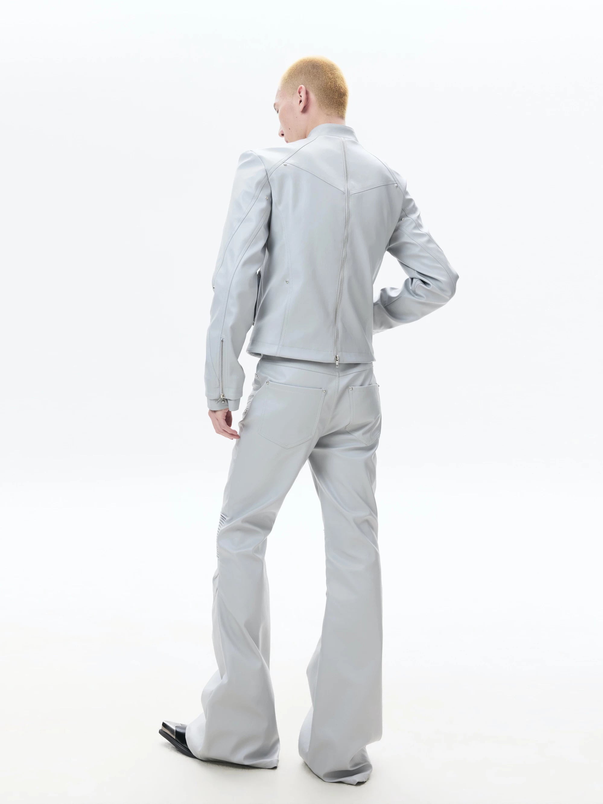 Zipped Fitted Short Biker Jacket