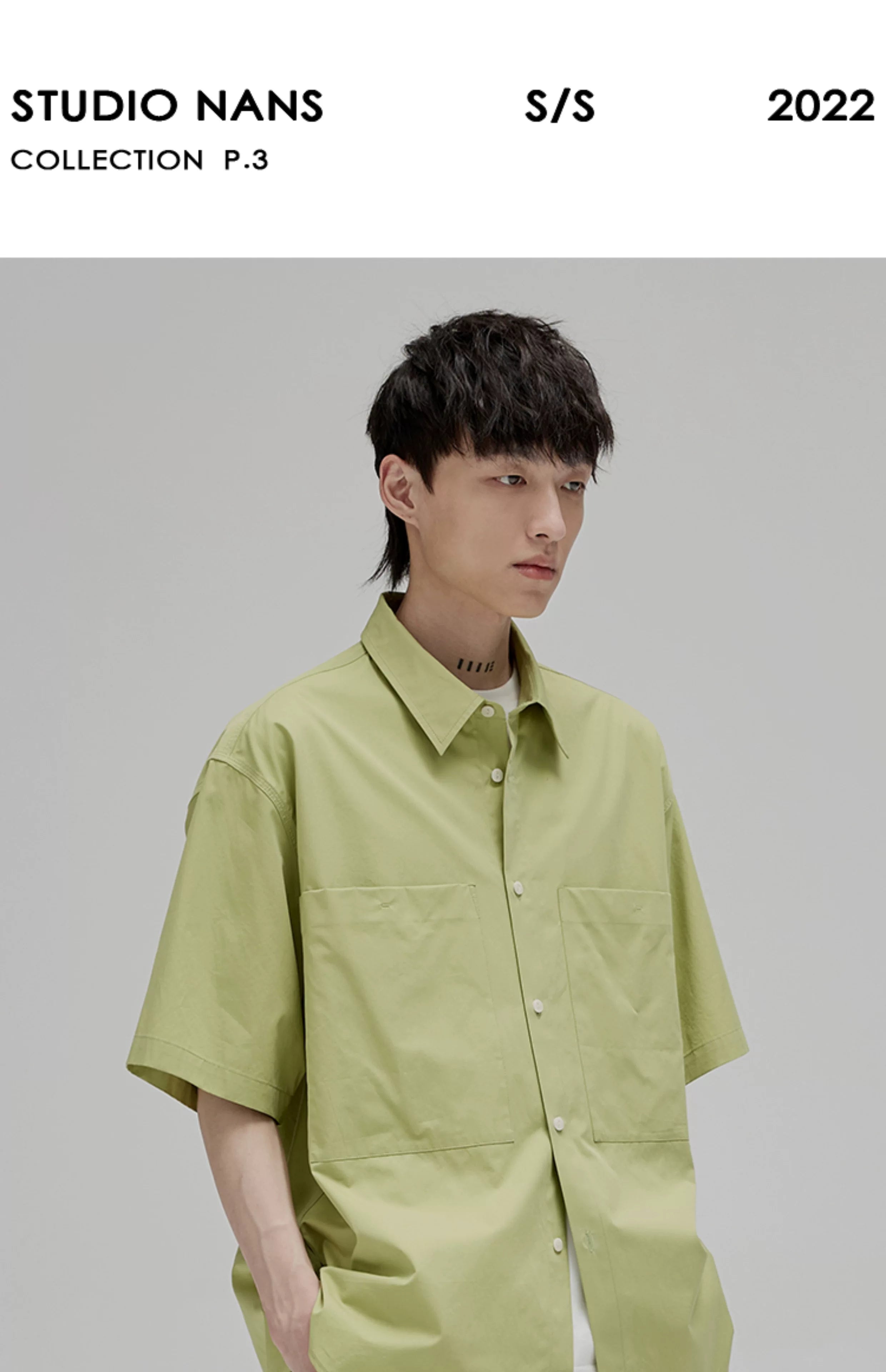 Short Sleeve Square Neck Cotton Shirt