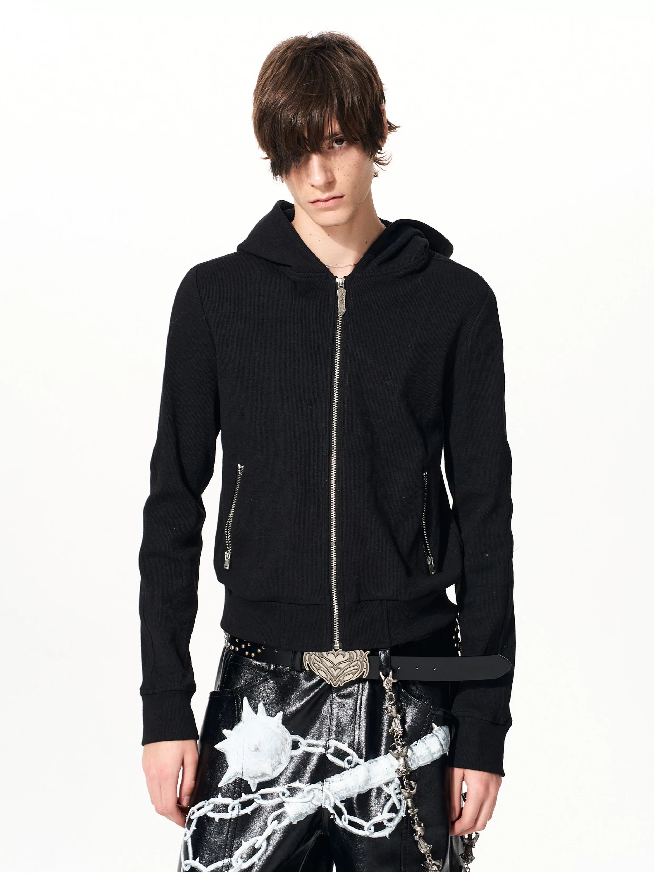 Men's Black Skull Cross Zip Hoodie