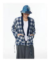 Patchwork Plaid Chinese Cardigan