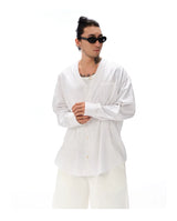 Embossed Vintage V-Neck Oversized Shirt