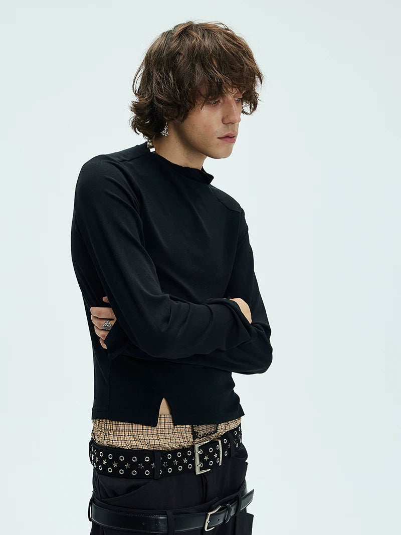 Slim Fit Two-Color Long Base Tees