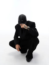Warm Black Leather Earflap Baseball Cap