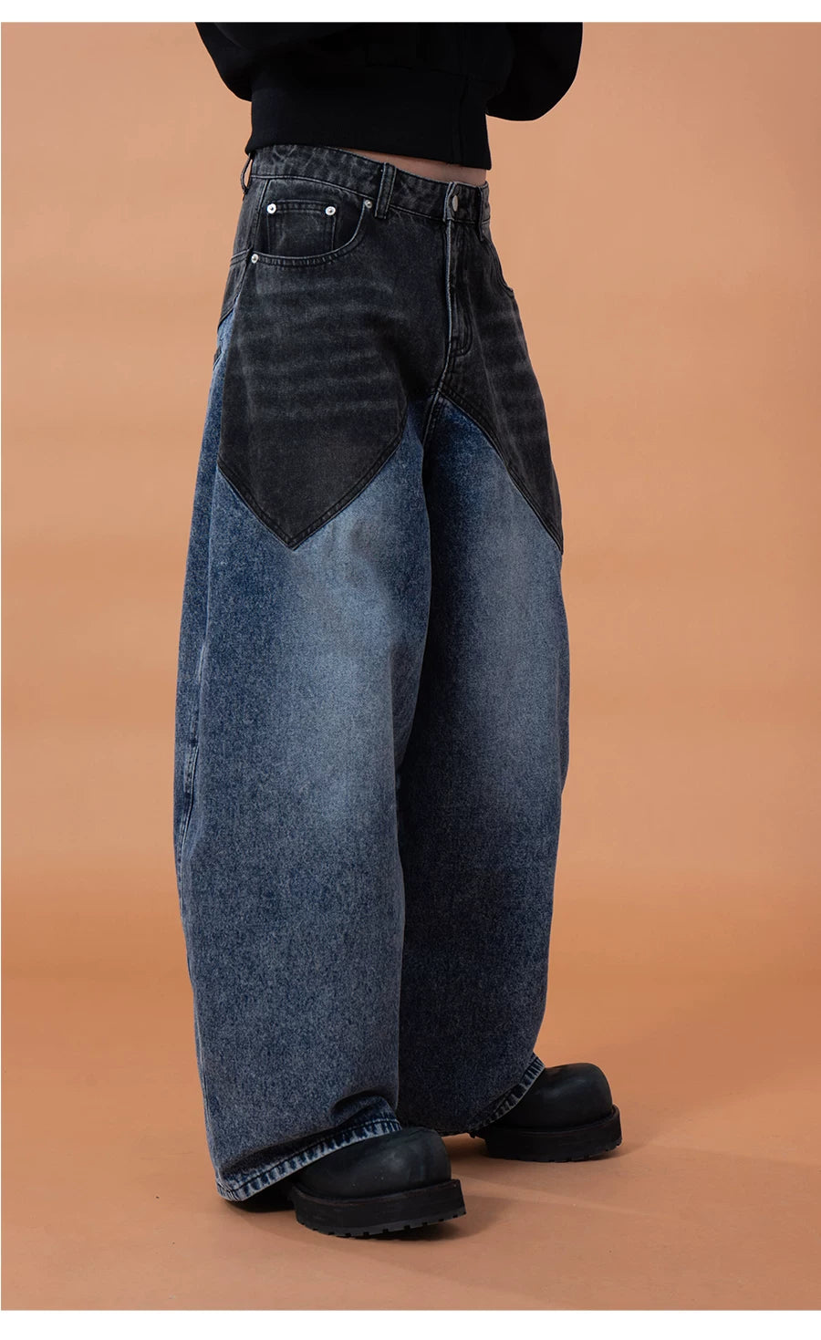 Men's Blue Wide Leg Distressed Jeans