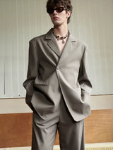 Casual Notched Lapel Wool Blend Blazer