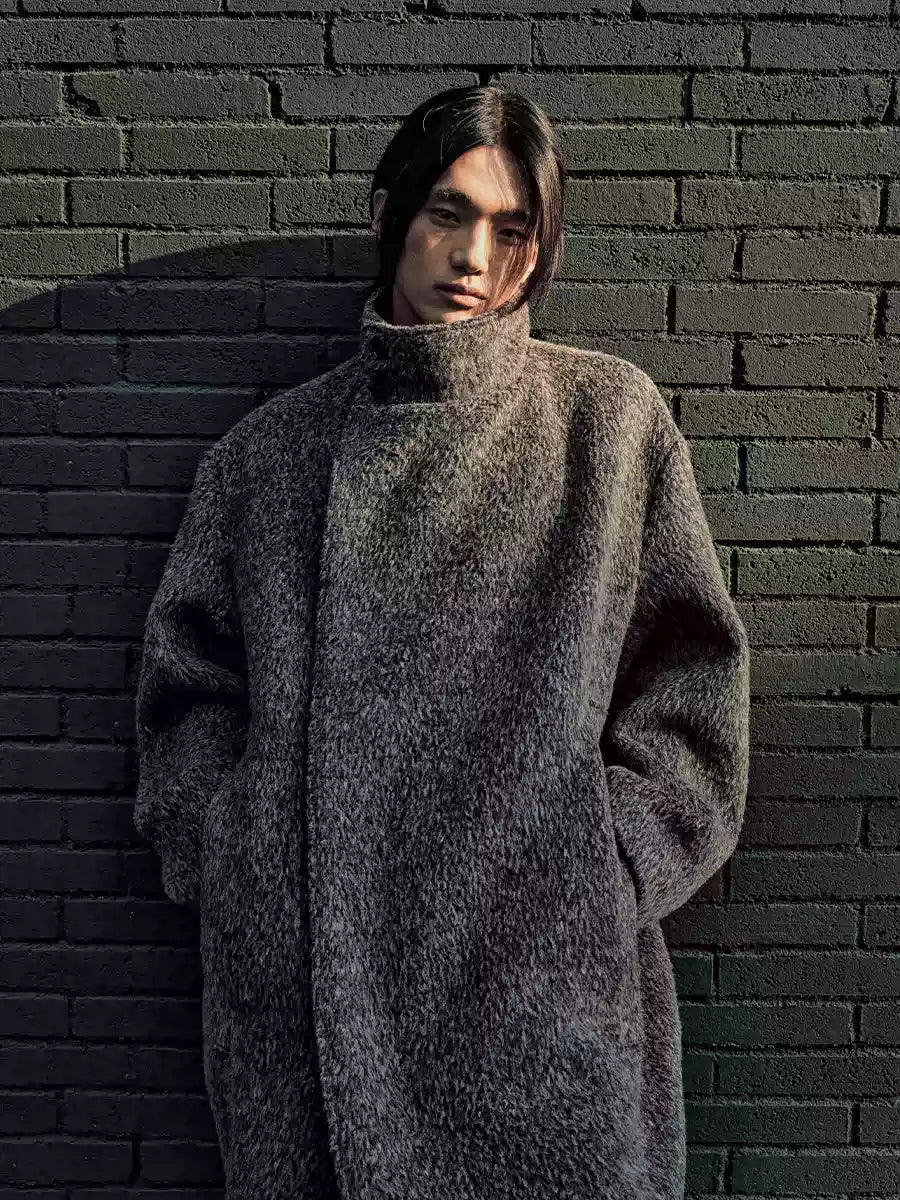 Pleated Back Wrap Cocoon Coat